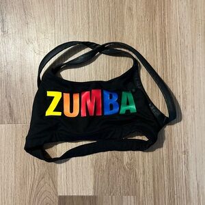 Zumba Black Sports Bra with Multicolor Logo